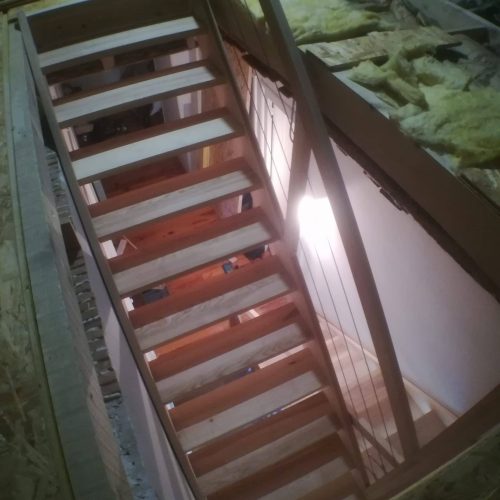 escalier volées droites palier câbles acier